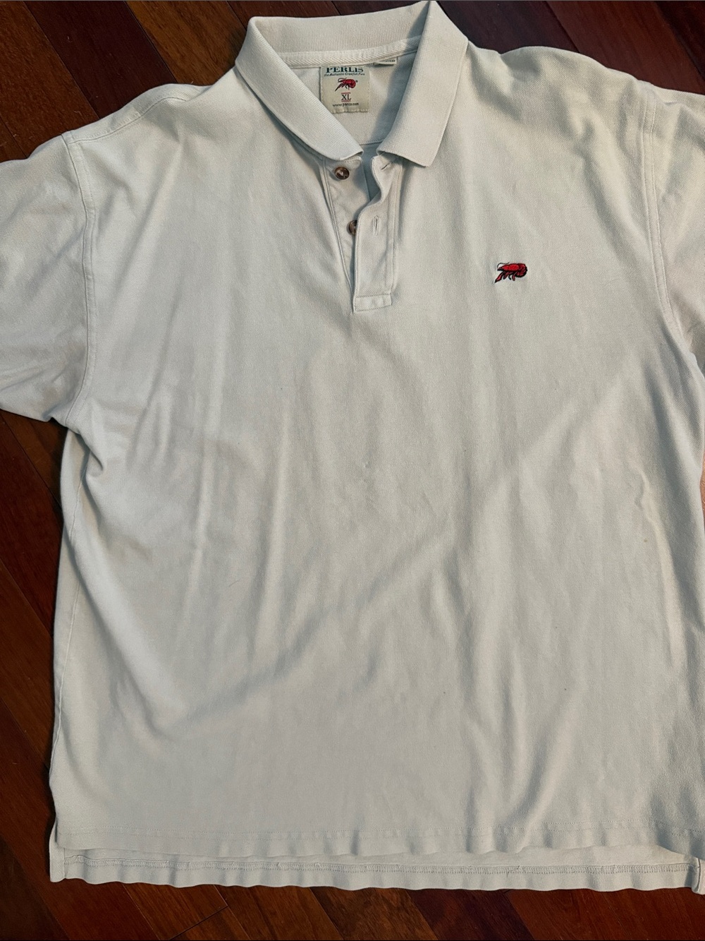 Men’s Light Blue Polo Shirt with Red Logo